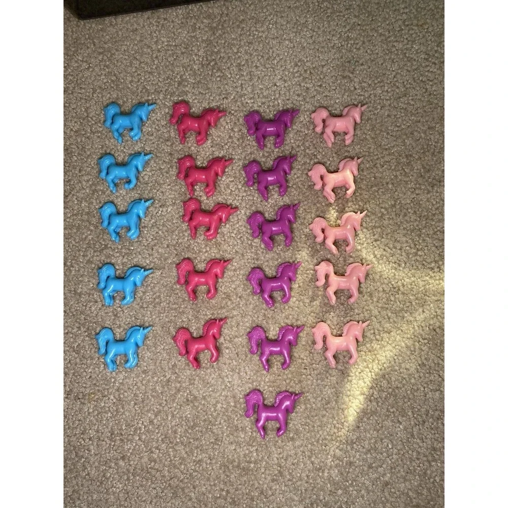 Lot of 21 Mini Silicone Unicorn Figures Pink Purple Blue 1